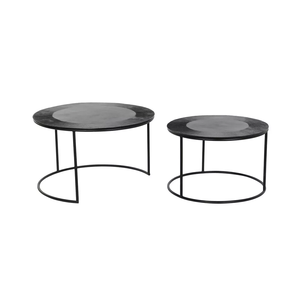 Série de 2 Tables Basses Gigognes Noires Striées