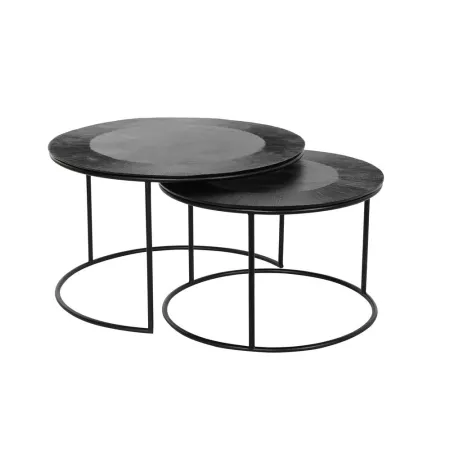 Série de 2 Tables Basses Gigognes Noires Striées