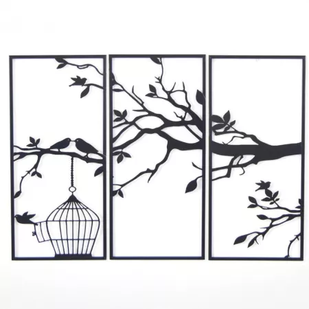 Déco Murale Métal Triptyque Arbre 105x75