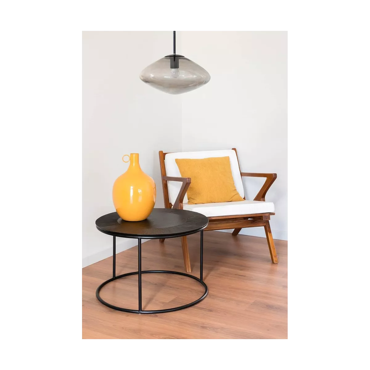 Série de 2 Tables Basses Gigognes Noires Striées