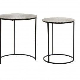 Série de 2 Sellettes Rondes en Aluminium Plissé