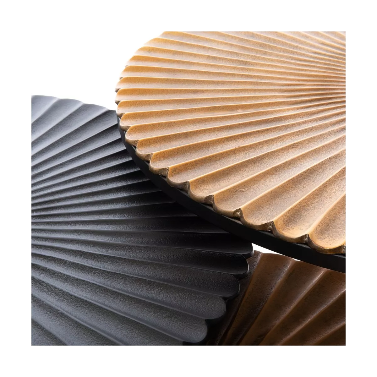 Série de 3 Tables Basses Fleur en Aluminium
