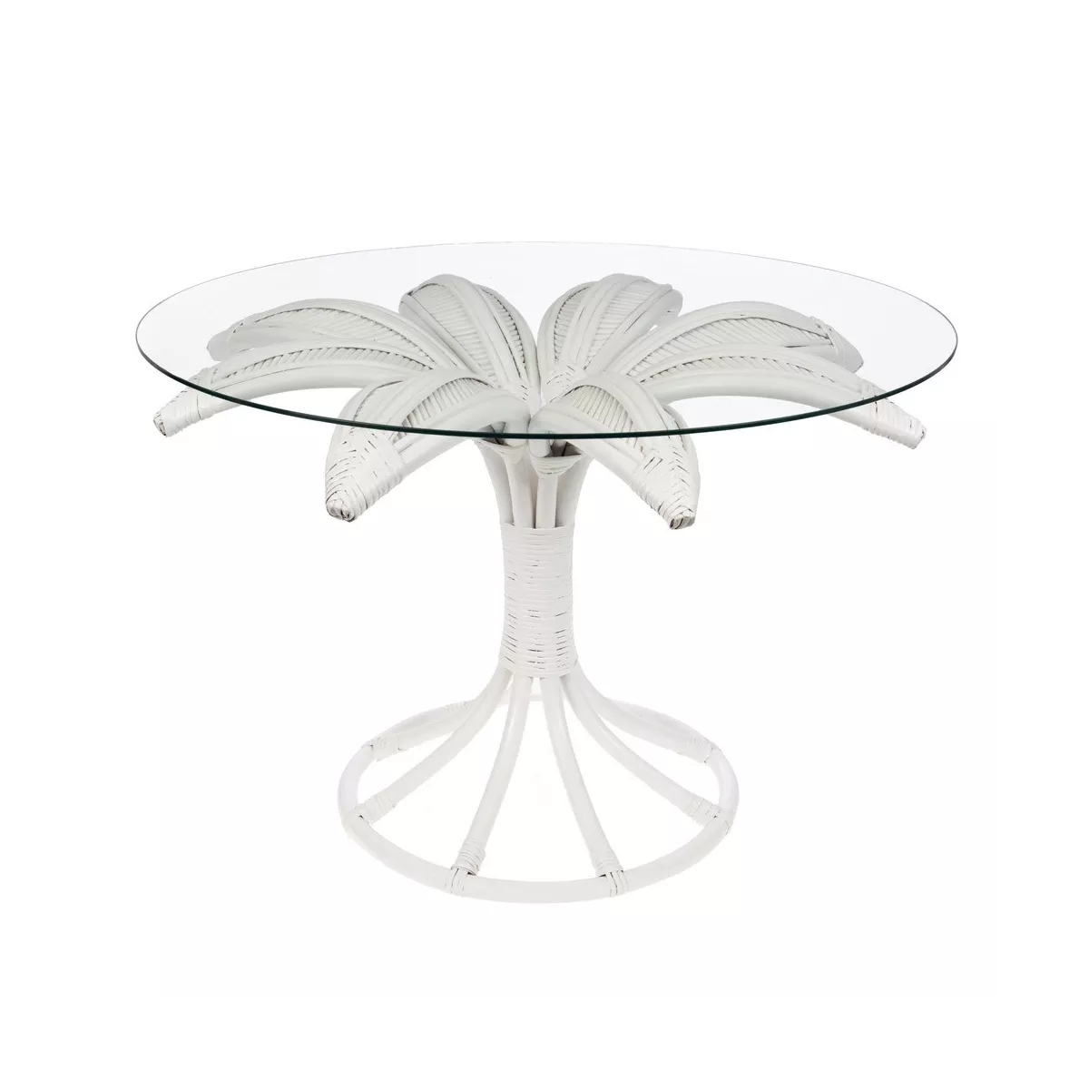Table basse en Rotin Palmier Blanc 80x80