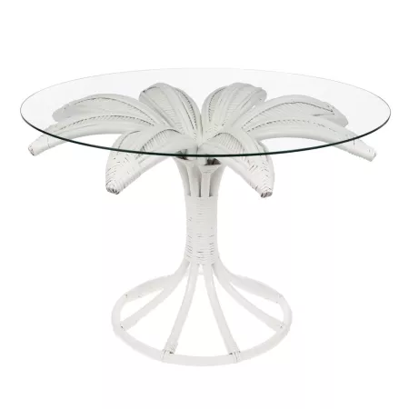 Table basse en Rotin Palmier Blanc 80x80