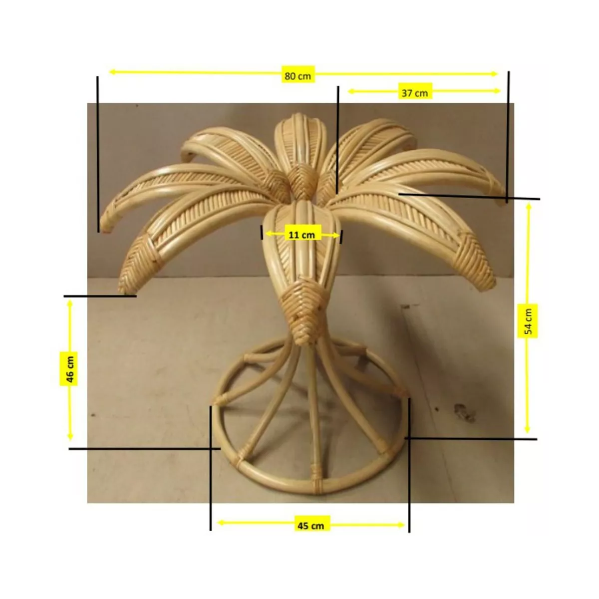 Table basse en Rotin Palmier Blanc 80x80