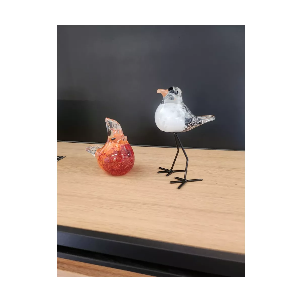 Oiseau Rouge pate de verre 12x9