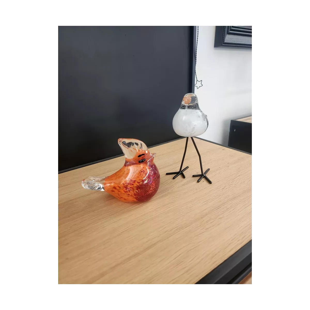 Oiseau Rouge pate de verre 12x9