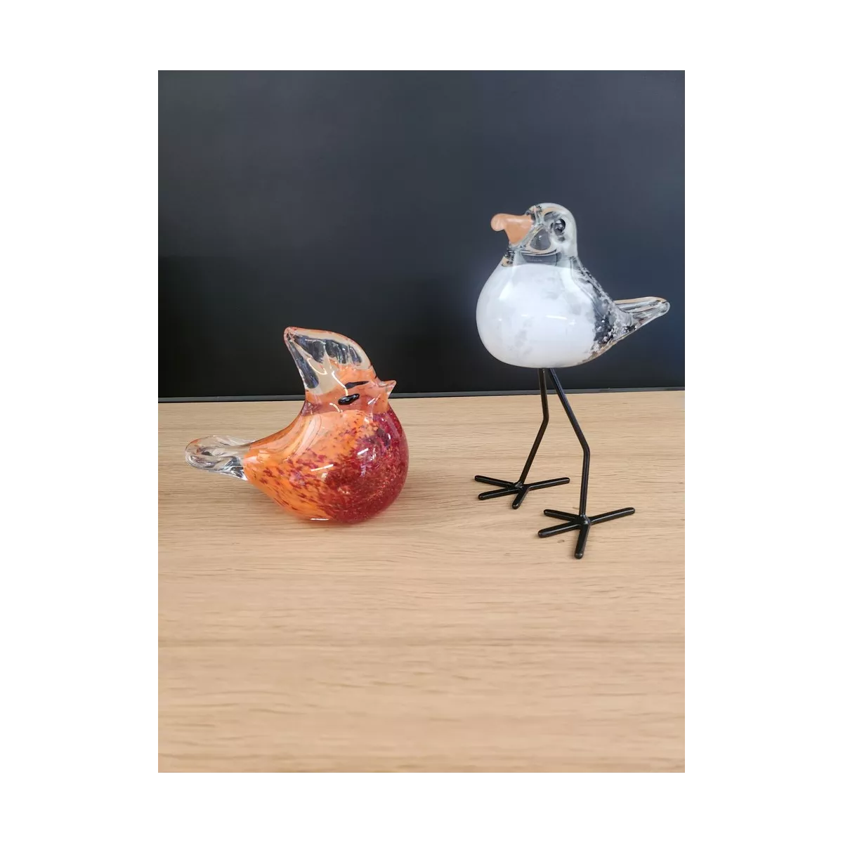 Oiseau Rouge pate de verre 12x9