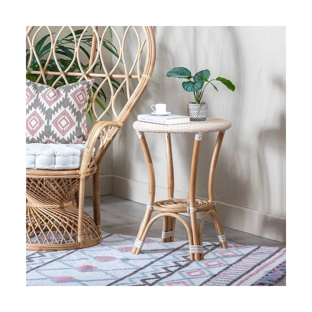 Table Bistrot Rotin Olivia Beige 50cm
