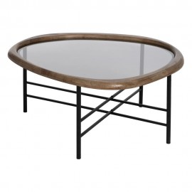 Table Basse Goutte Bois et Métal 76x81