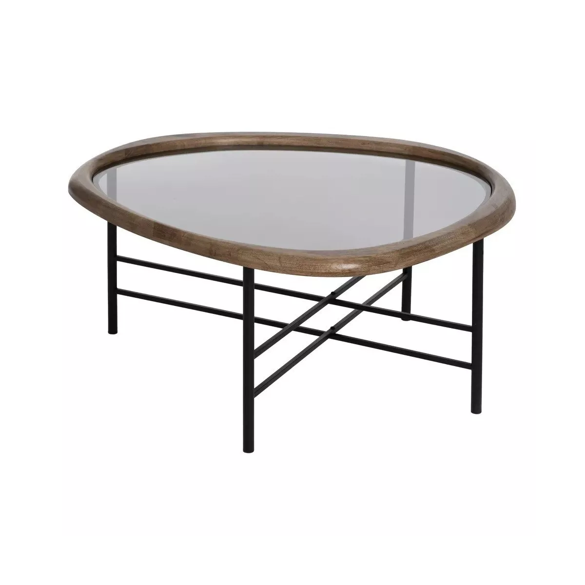 Table Basse Goutte Bois et Métal 76x81