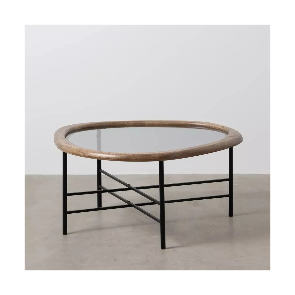 Table Basse Goutte Bois et Métal 76x81