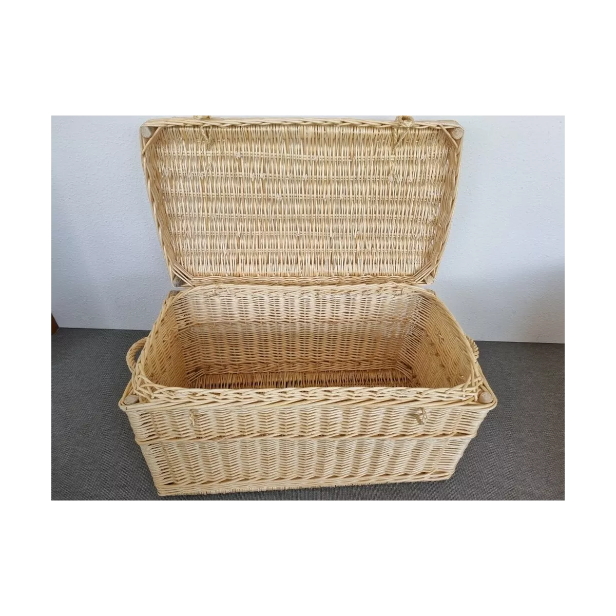 Malle Osier Naturel  Couvercle Emboité 80x45