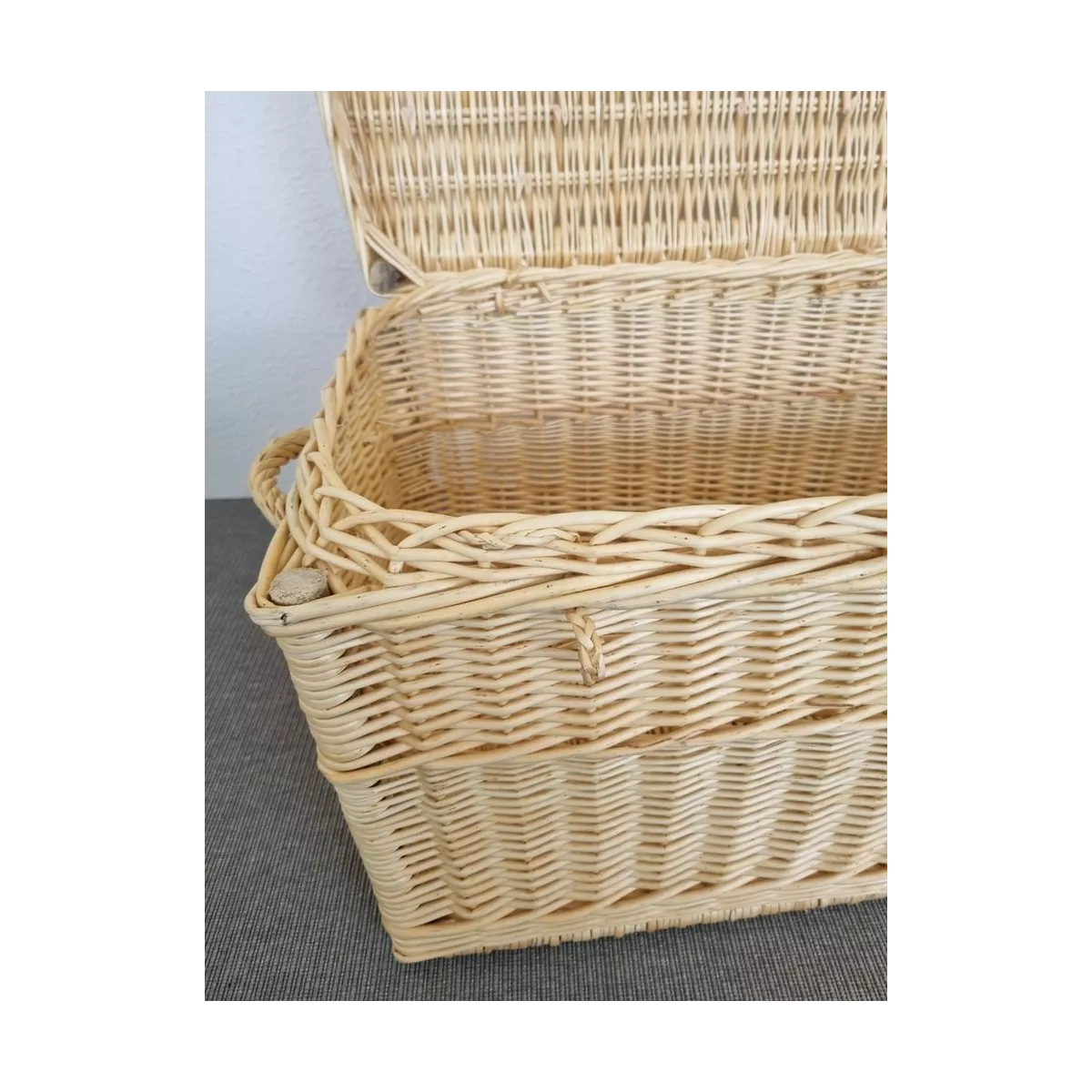 Malle Osier Naturel  Couvercle Emboité 80x45