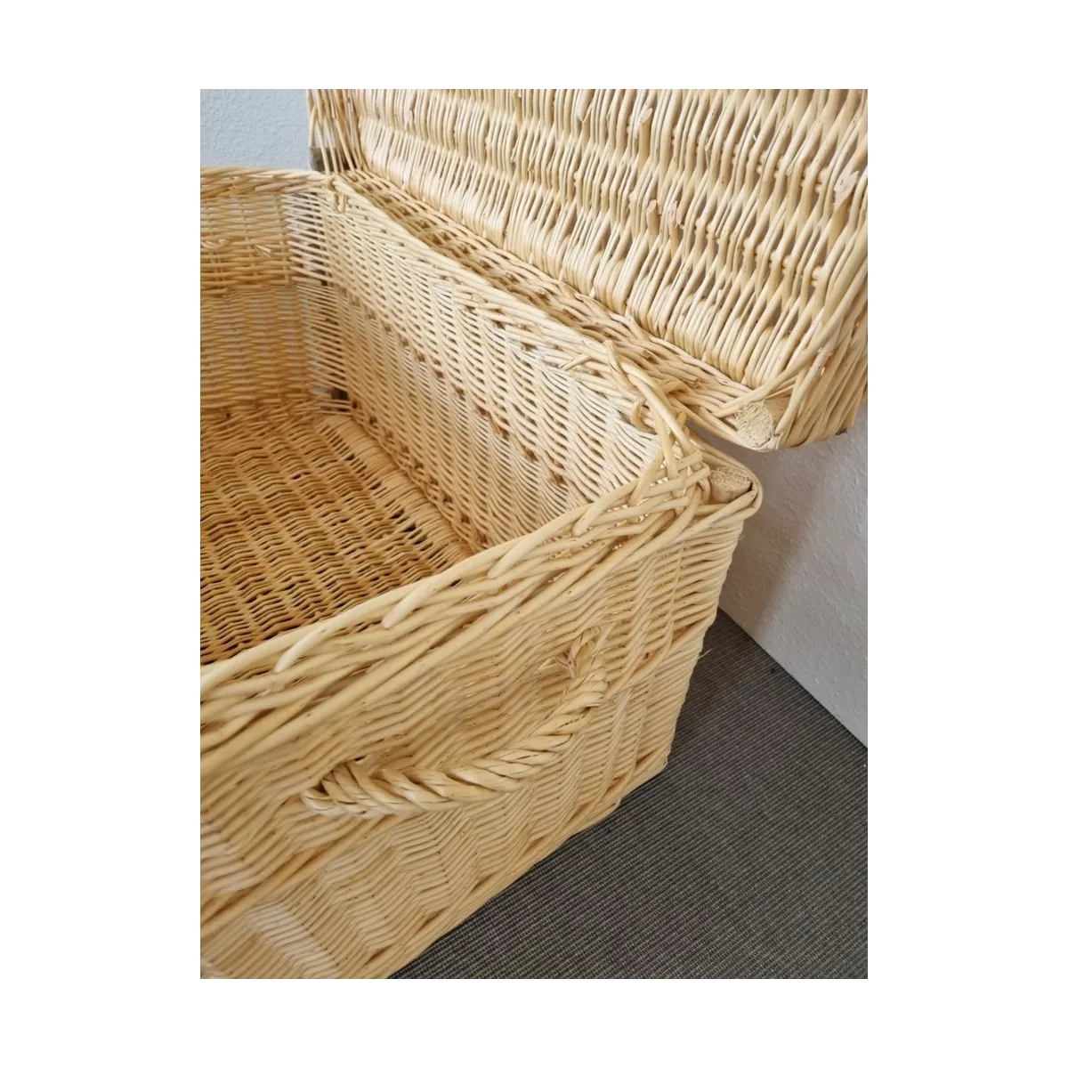 Malle Osier Naturel  Couvercle Emboité 80x45