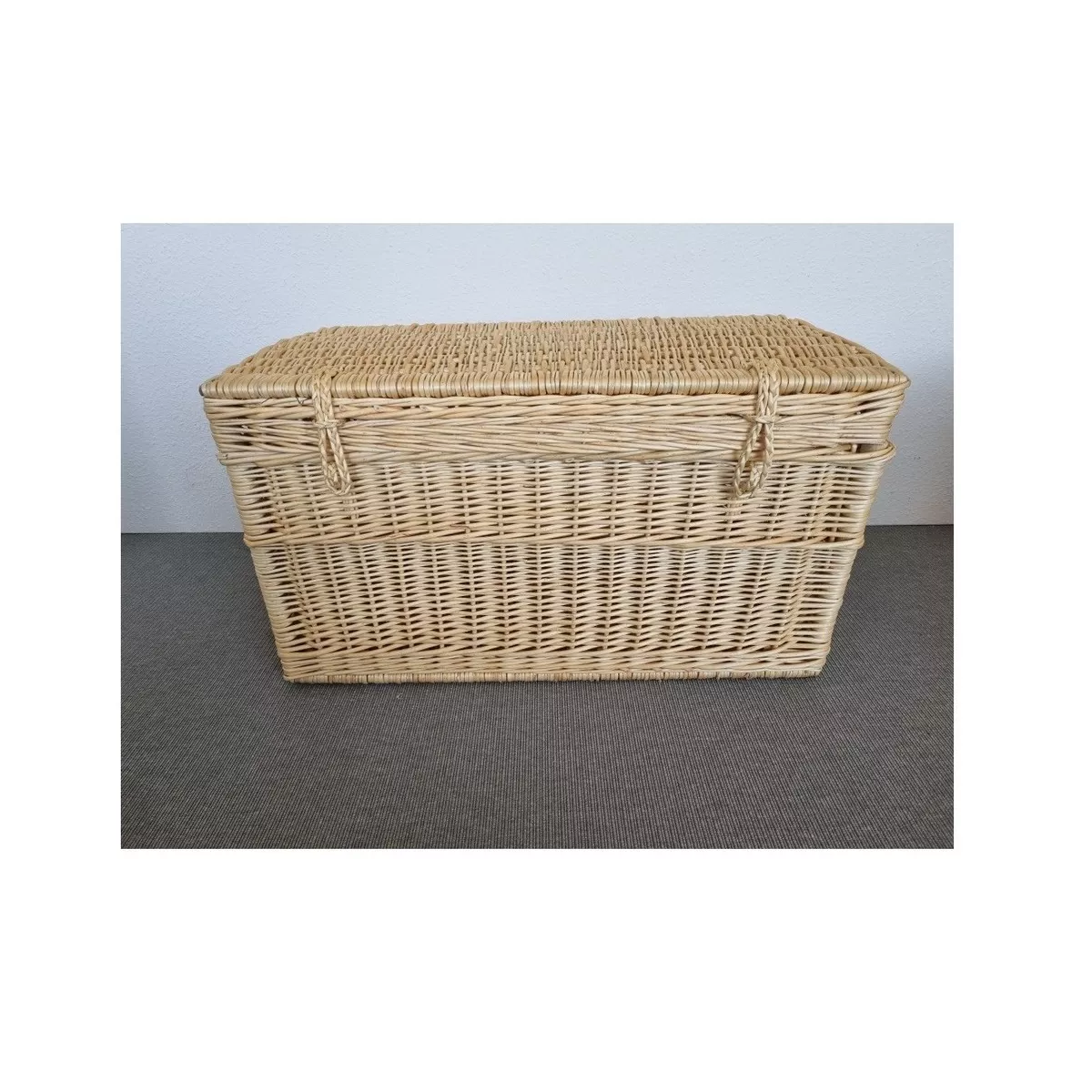 Malle Osier Naturel  Couvercle Emboité 80x45