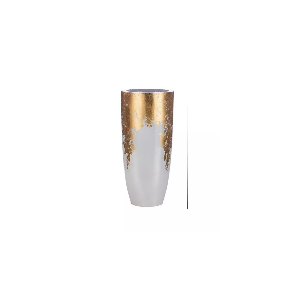 Vase Résine Cône Blanc/Or h.76