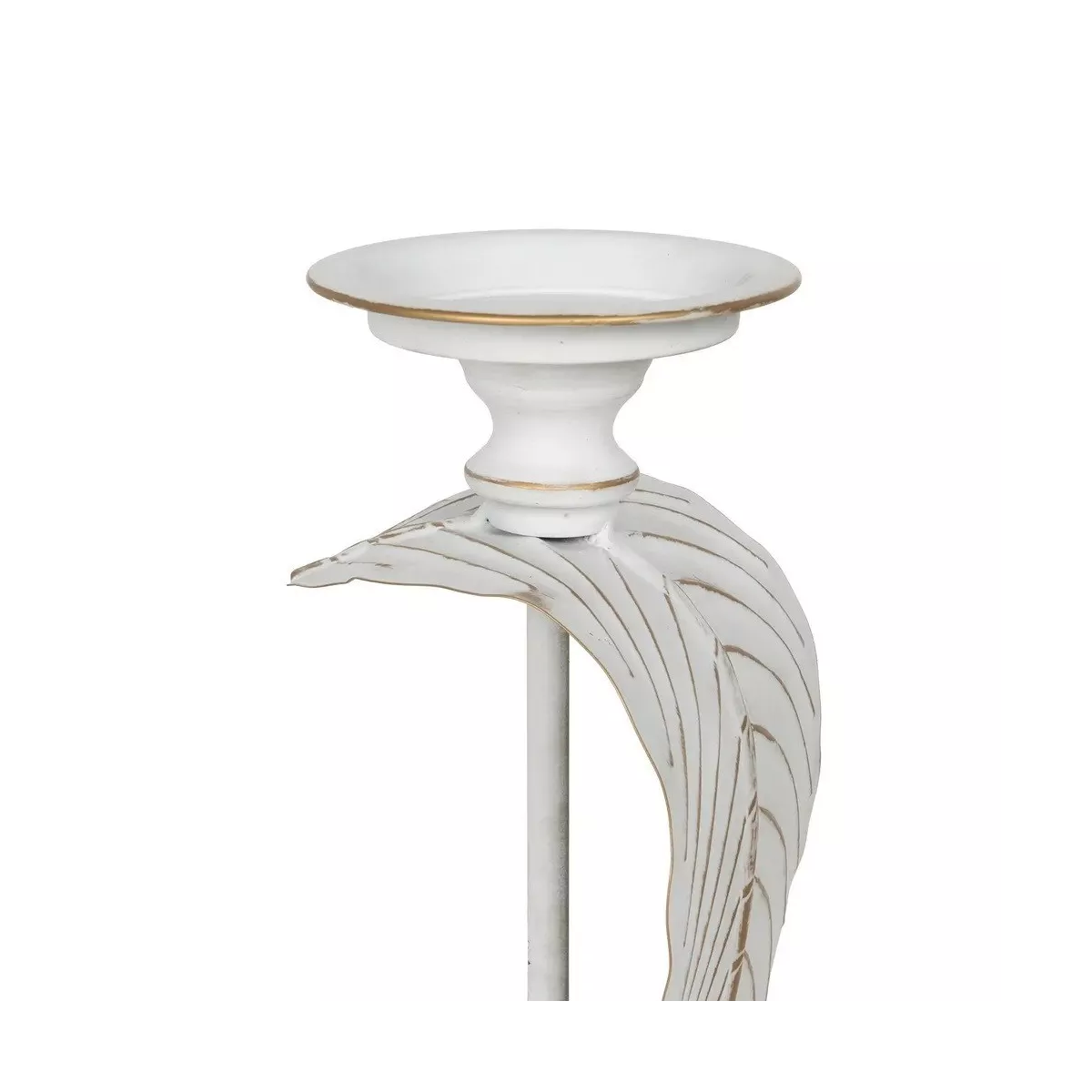 Bougeoir Feuille Métal Blanc H.70cm