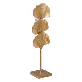 Bougeoir Feuille Métal Or H.63cm