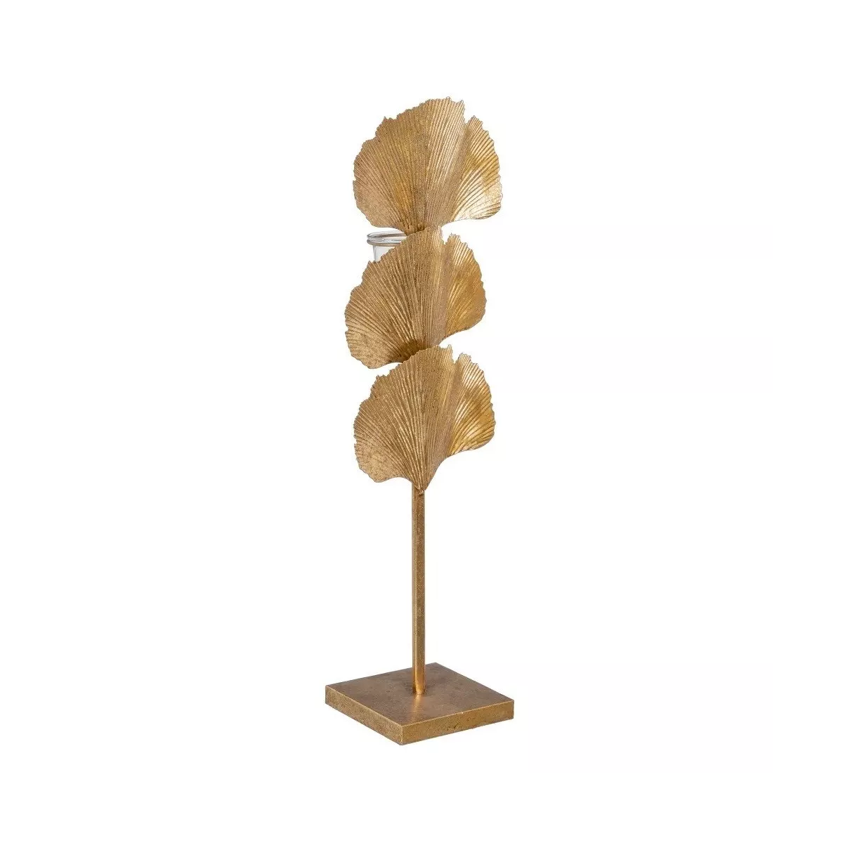 Bougeoir Feuille Métal Or H.63cm