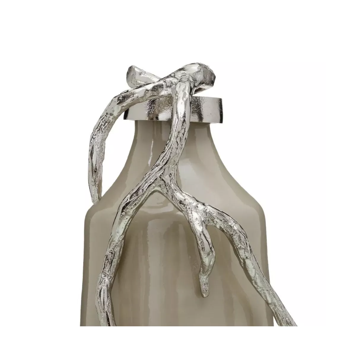 Figurine Flacon en Aluminium et Métal Ginko Argent H.584cm