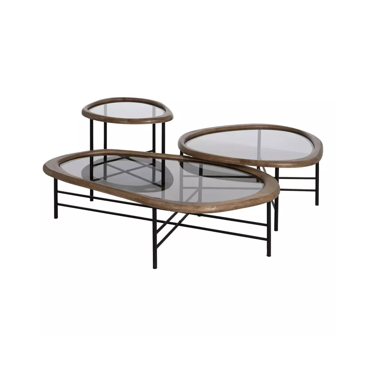 Table Basse Goutte Bois et Métal 61x50