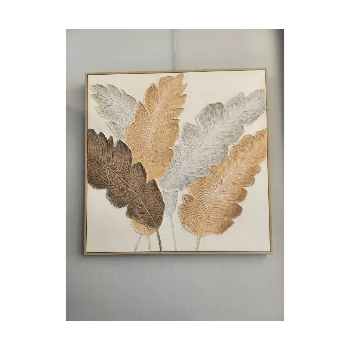 Tableau Feuilles de Palmier Relief 80x80 cm