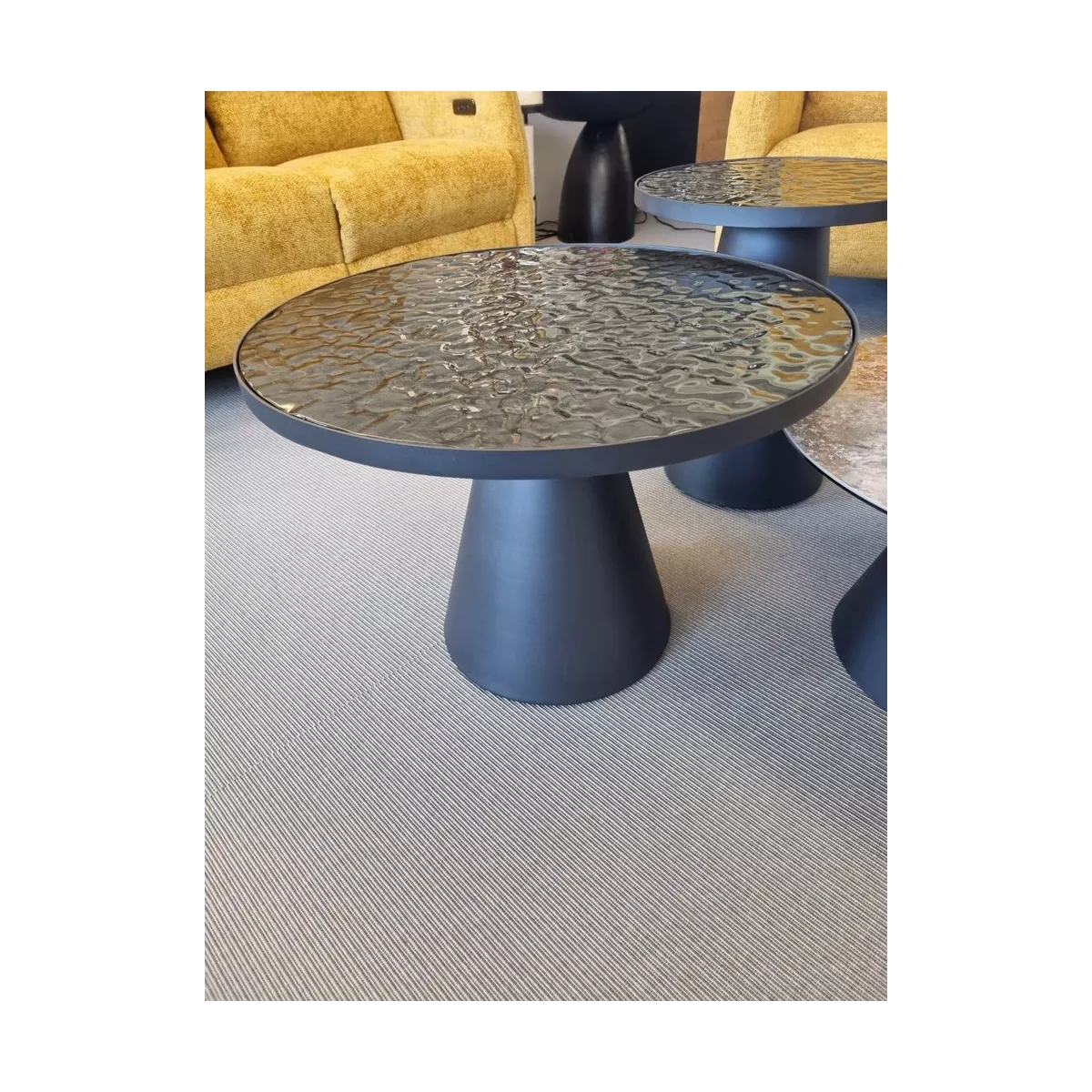 Guéridon Cyprée 44x44xplateaux en verre matelé