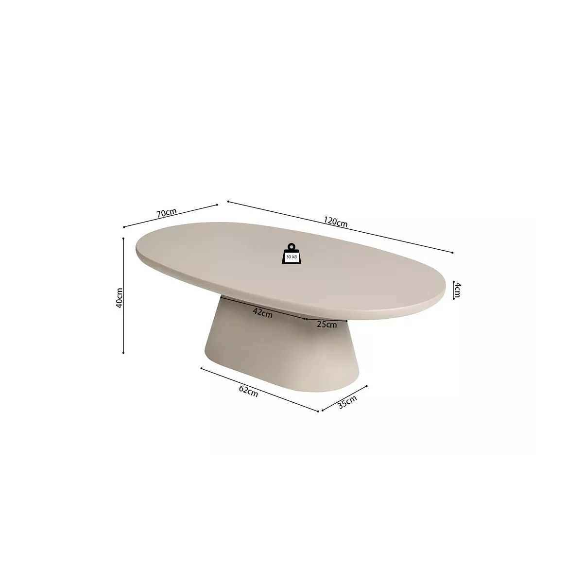 Table basse Jade Beige 120x70