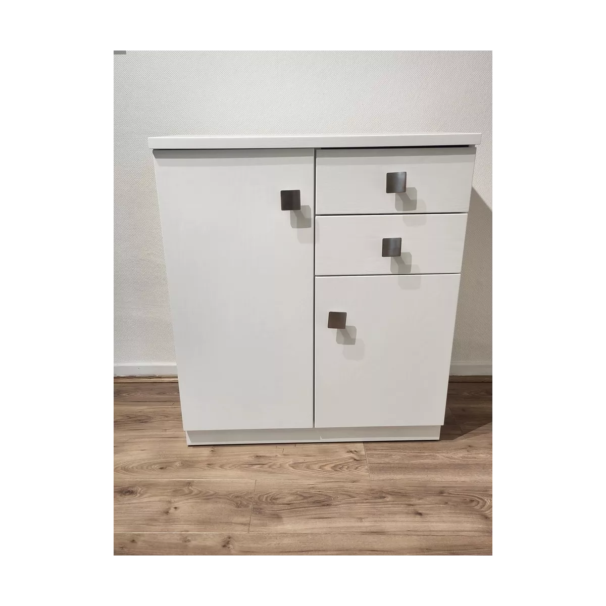 Meuble Naxos Blanc 84x37 : 2 Portes et 2 Tiroirs