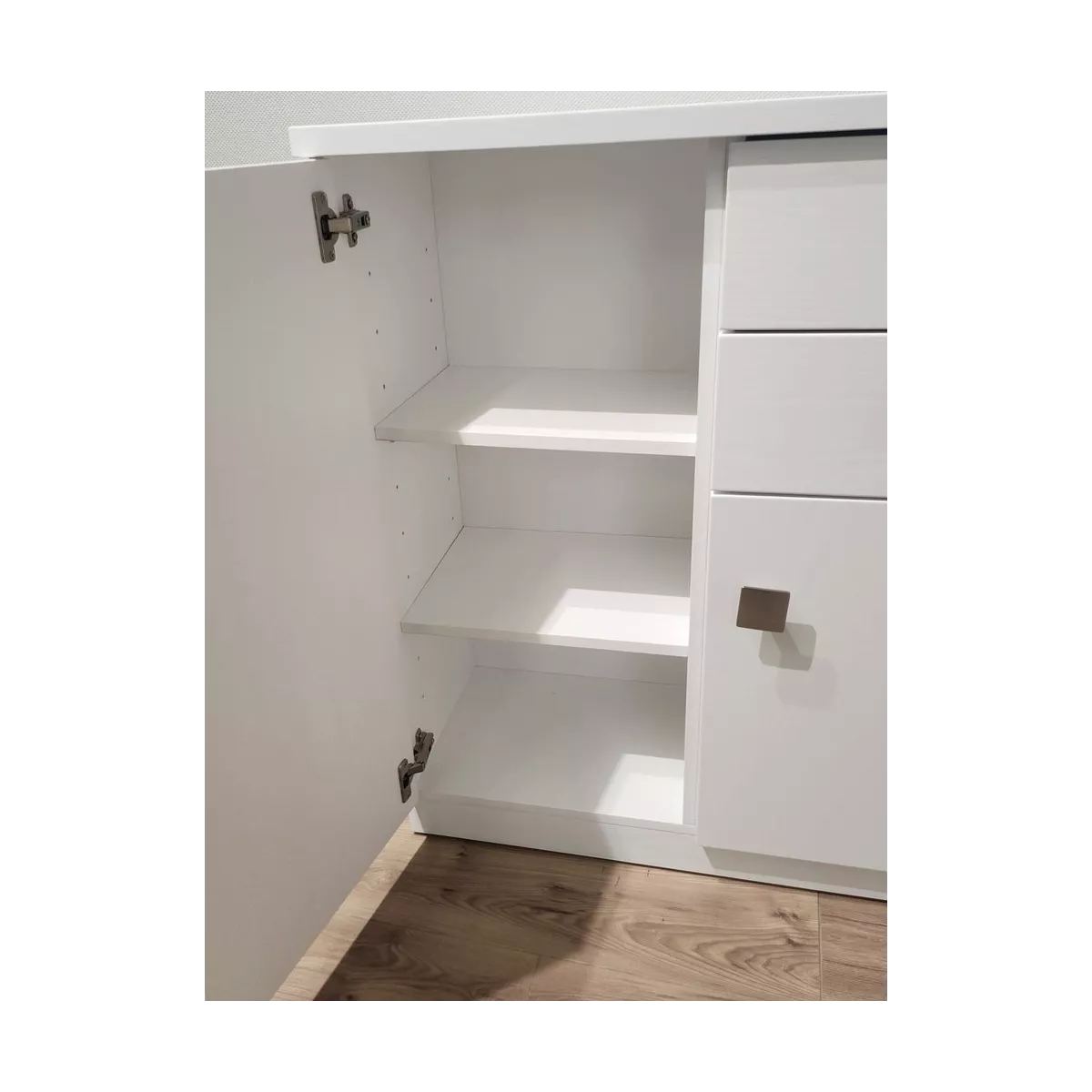 Meuble Naxos Blanc 84x37 : 2 Portes et 2 Tiroirs