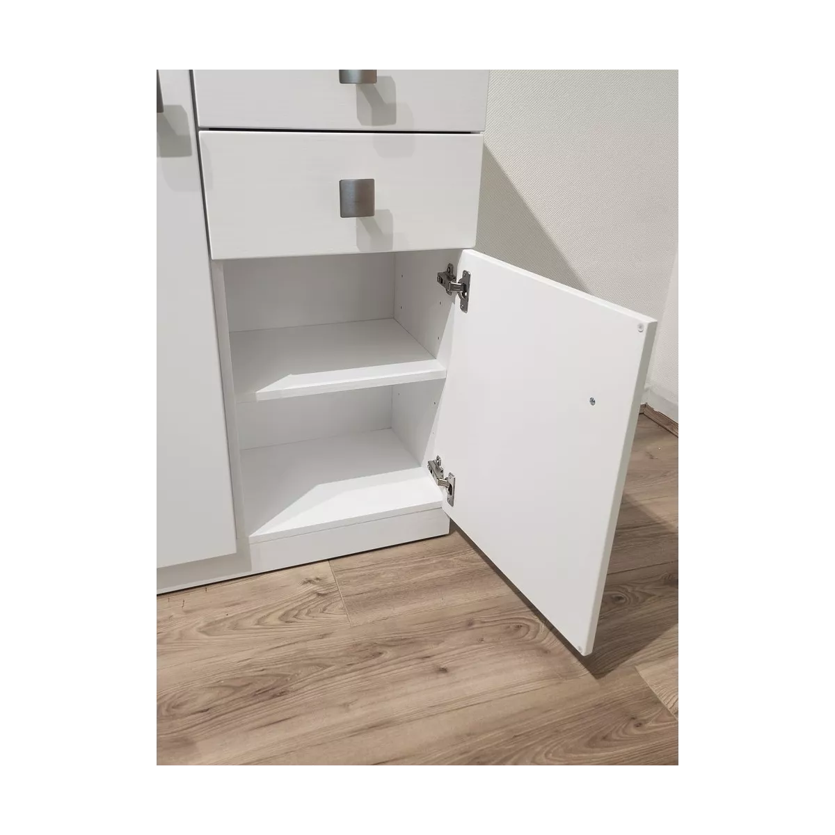 Meuble Naxos Blanc 84x37 : 2 Portes et 2 Tiroirs