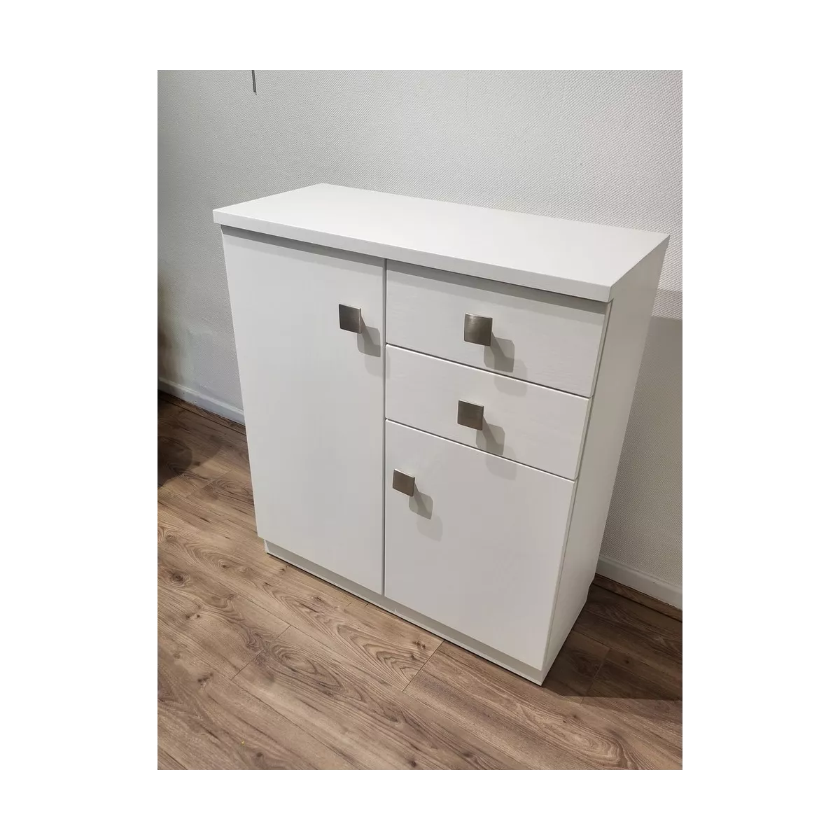 Meuble Naxos Blanc 84x37 : 2 Portes et 2 Tiroirs