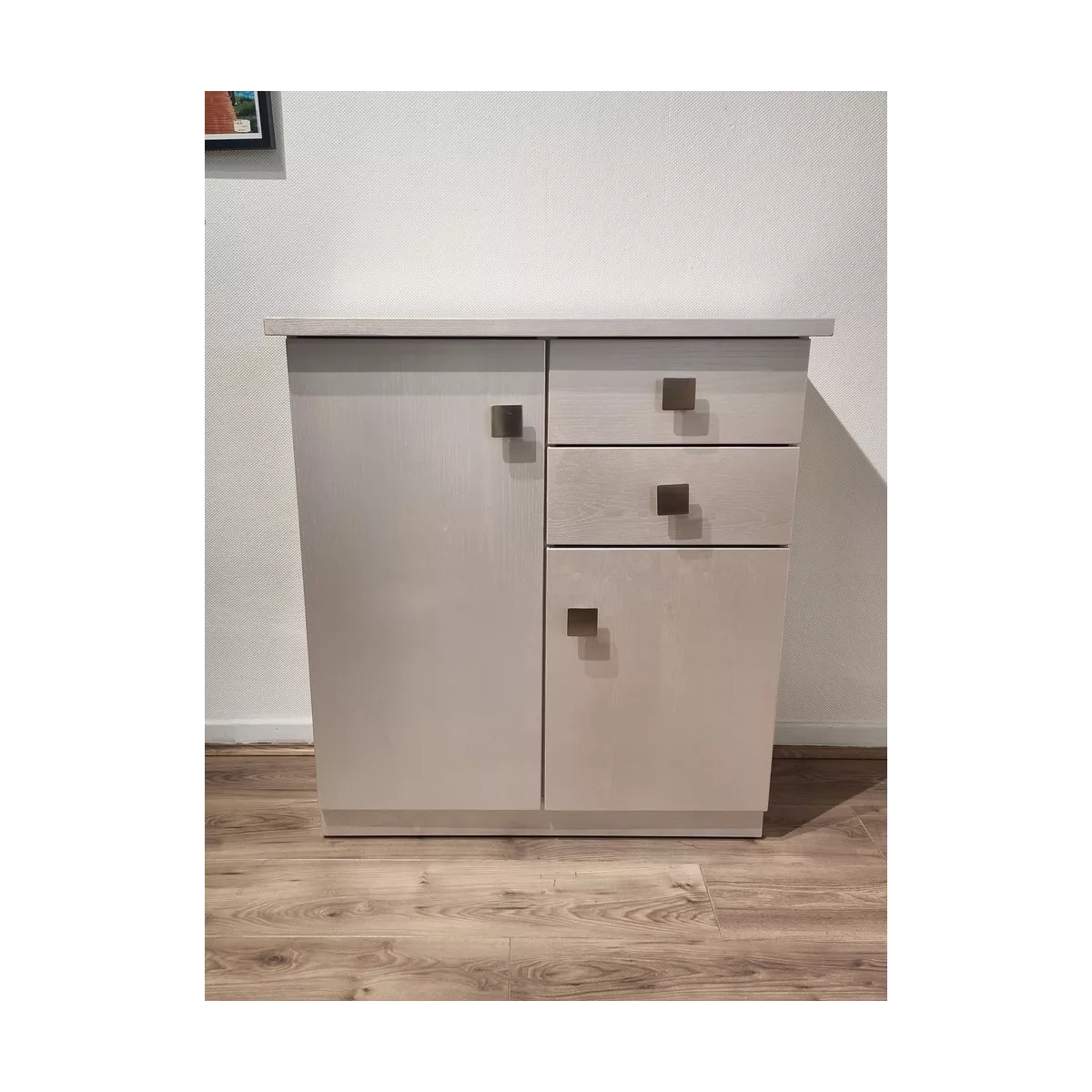 Meuble Naxos Nacre 84x37 : 2 Portes et 2 Tiroirs