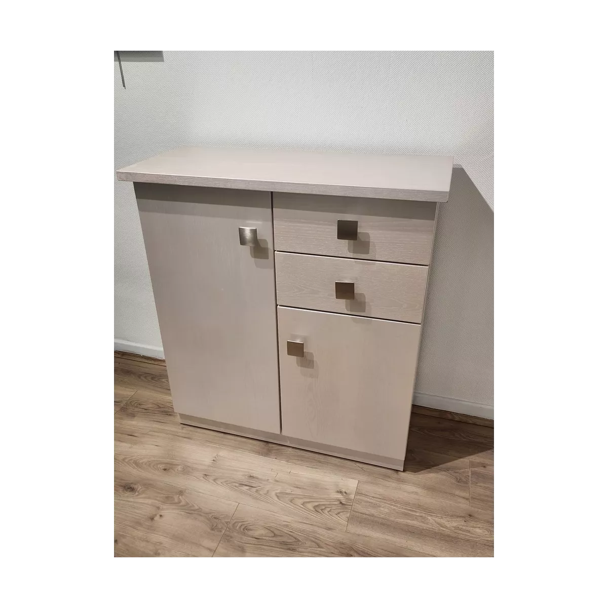 Meuble Naxos Nacre 84x37 : 2 Portes et 2 Tiroirs
