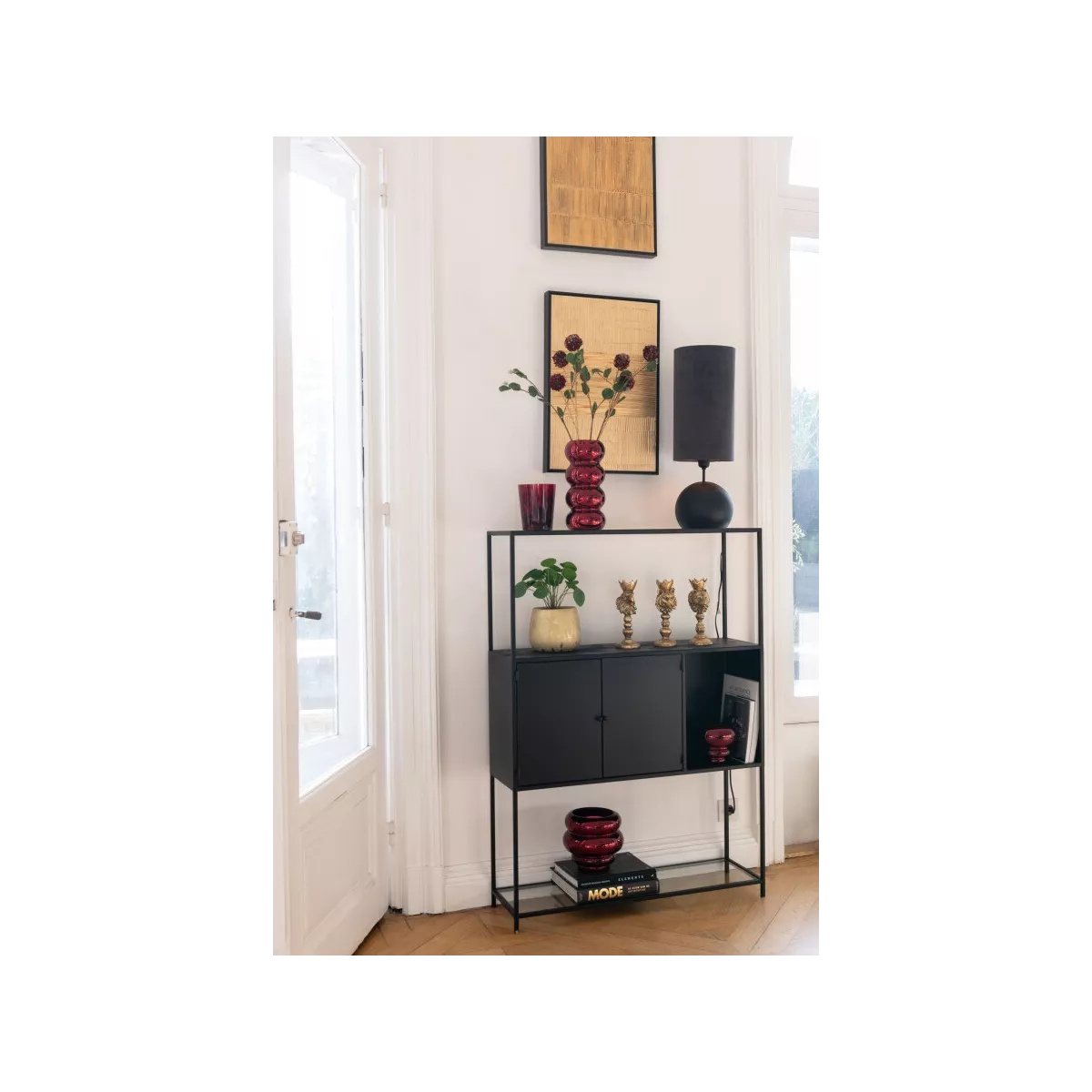 Etagère 2 Portes Métal Noir 90X126