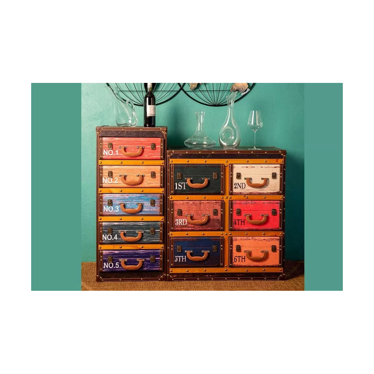 Meuble Valise 6 Tiroirs