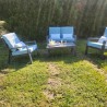 Salon Lagos : Canapé 2P +2 fauteuils tissu Bleu