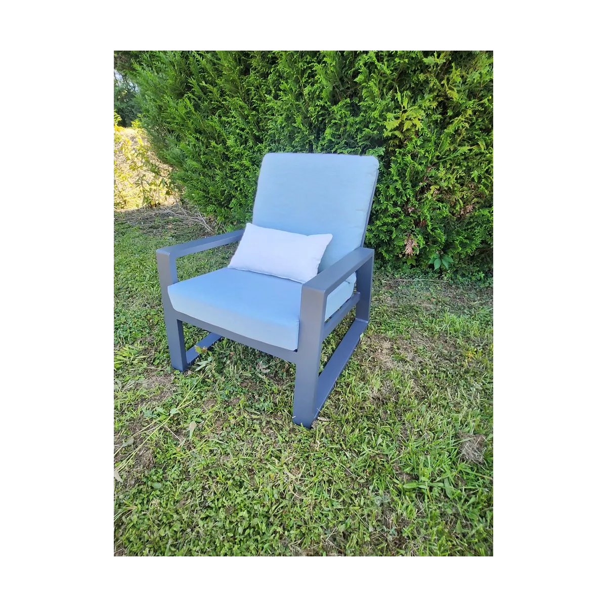 Salon Lagos : Canapé 2P +2 fauteuils tissu Bleu