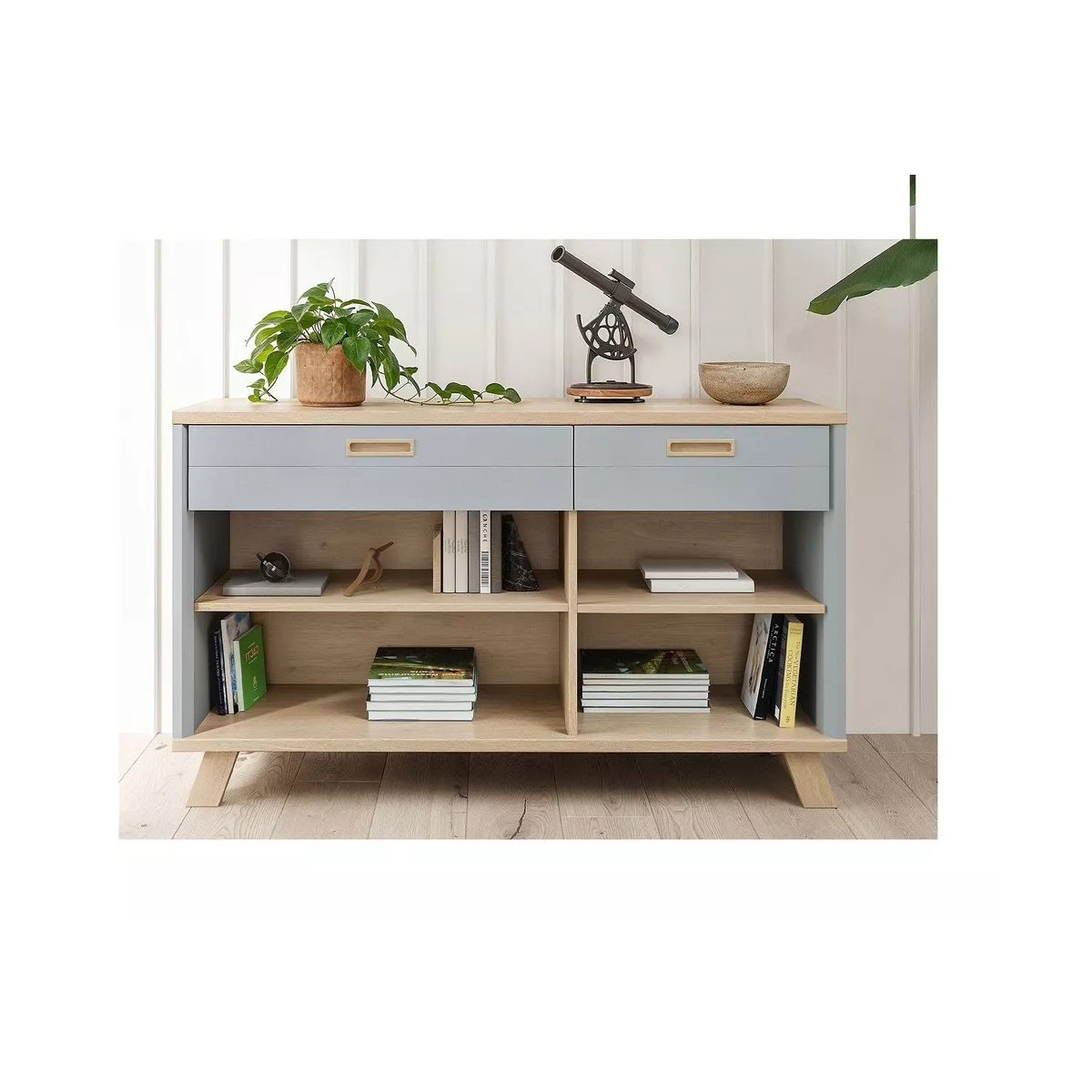 Bibliothèque basse Sesame 160 cm Bleu
