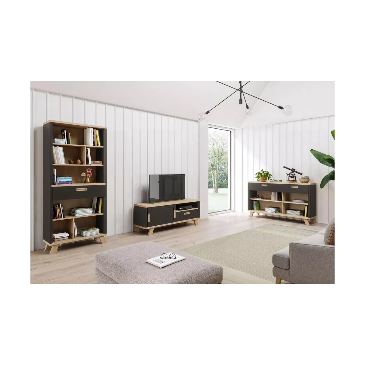 Meuble TV Sesame 150 cm Noir