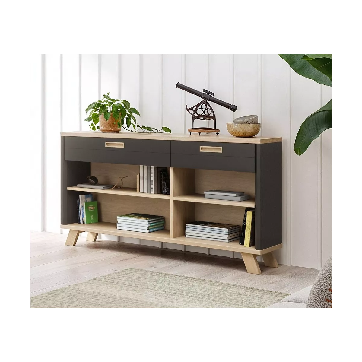 Bibliothèque basse Sesame 160 cm Noir