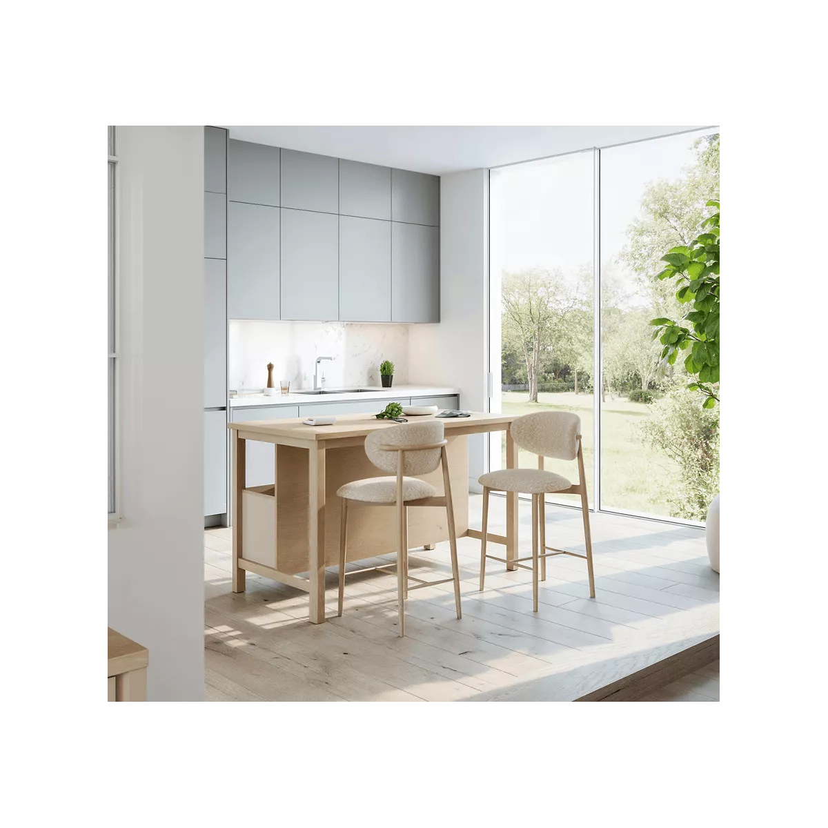 Table Ilot Central Sesame 150 cm Tilleul
