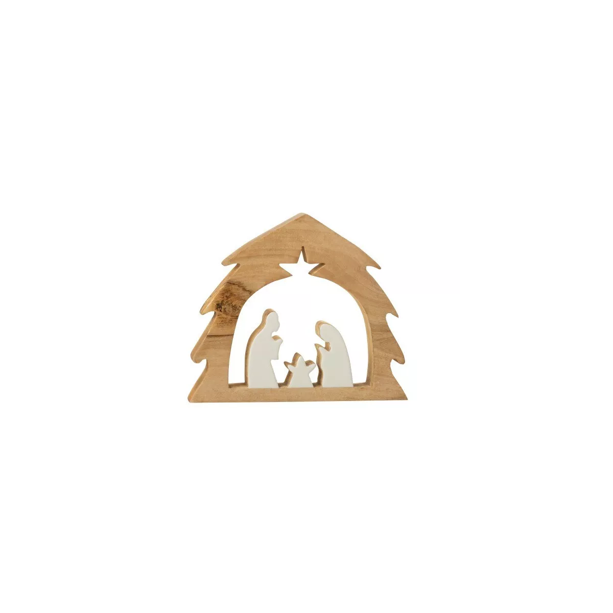 Crèche  dans Arbre de Noël Blanc