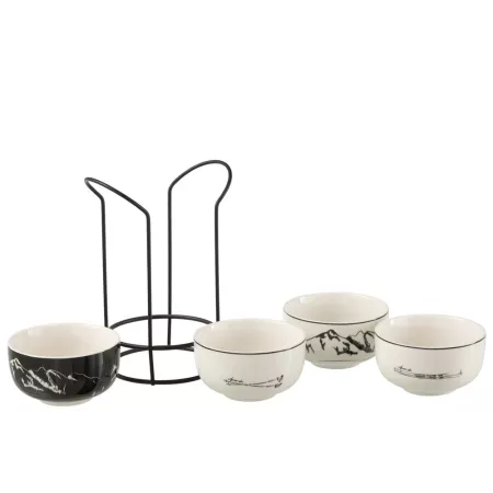 Coffret 4 Bols sur socle Montagne Ski