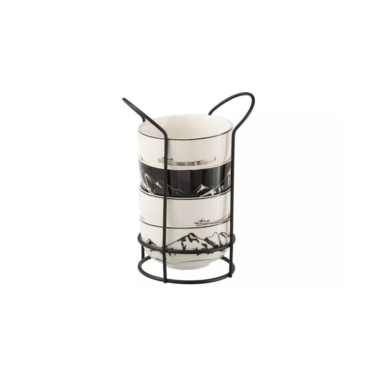 Coffret 4 Bols sur socle Montagne Ski