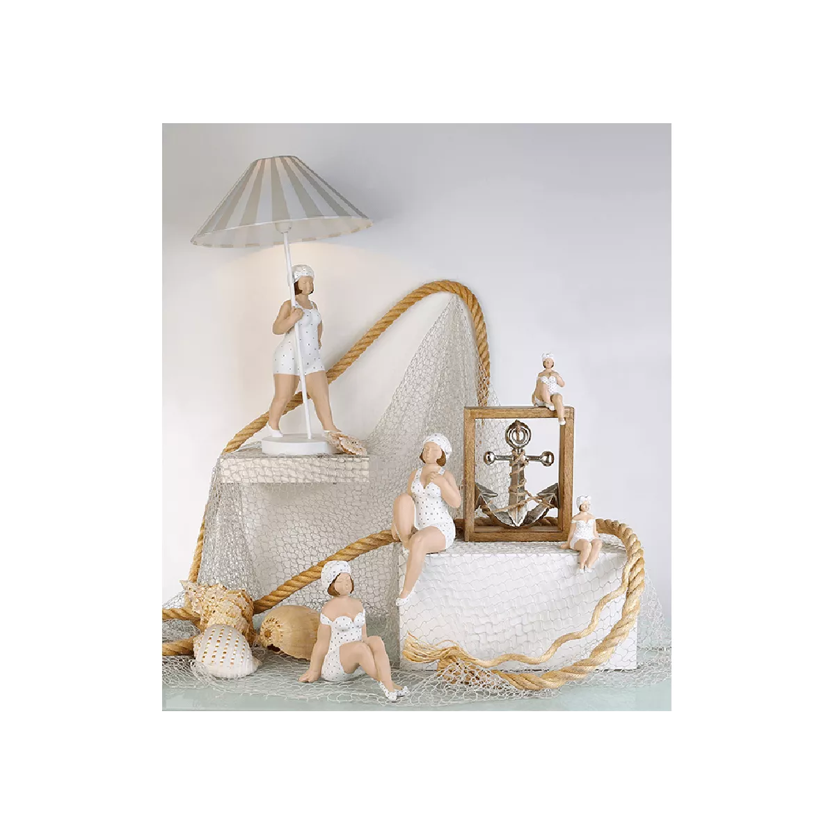 Lampe Becky Beige et blanc H.60cm