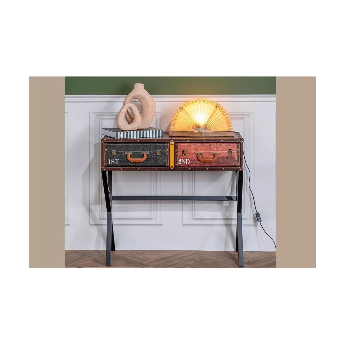 Console Valise 2 Tiroirs 80 cm