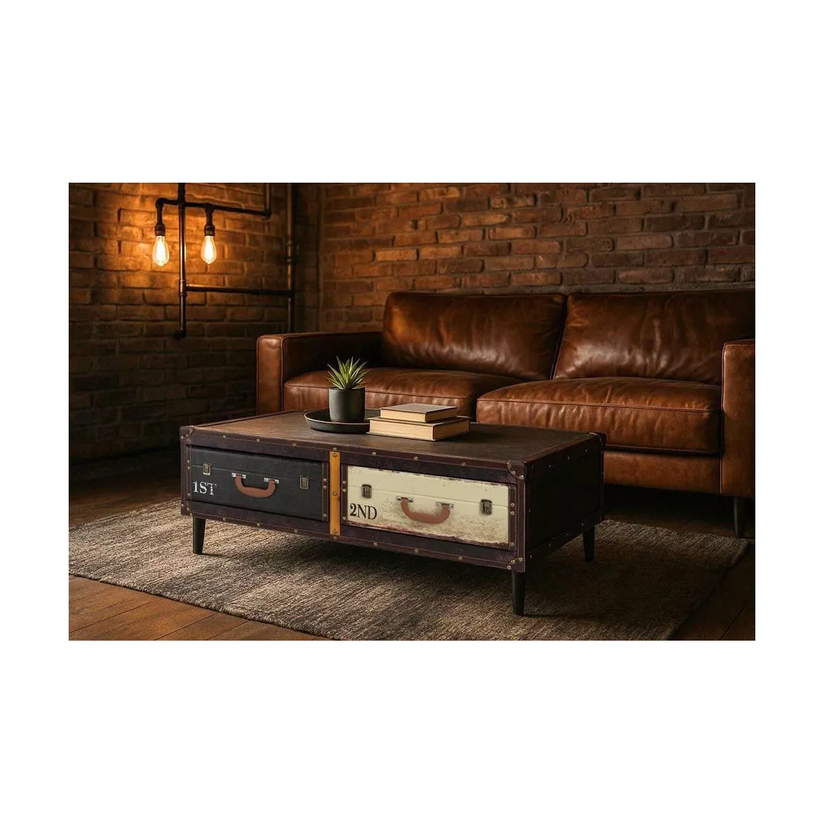 Table Basse Valise 2 Tiroirs