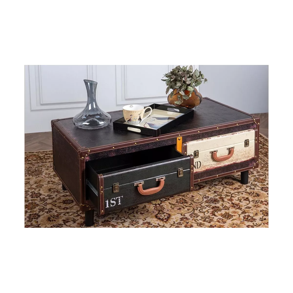 Table Basse Valise 2 Tiroirs